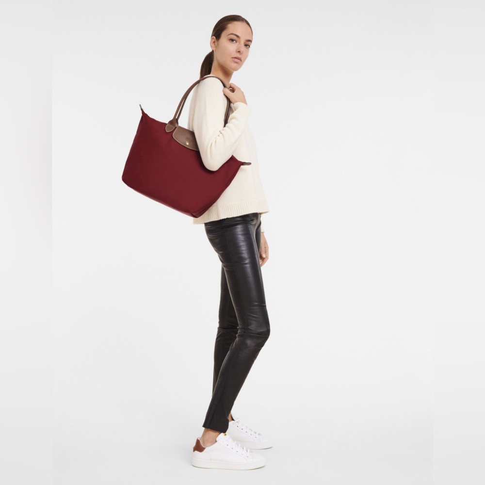 EUC Longchamp Le Pliage Long Handle Large Tote RED